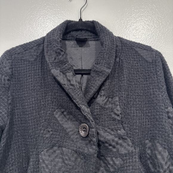 Crea Concept Textured Black One Button Jacket Women’s Size 38 Wool Blend Artsy - Picture 2 of 13